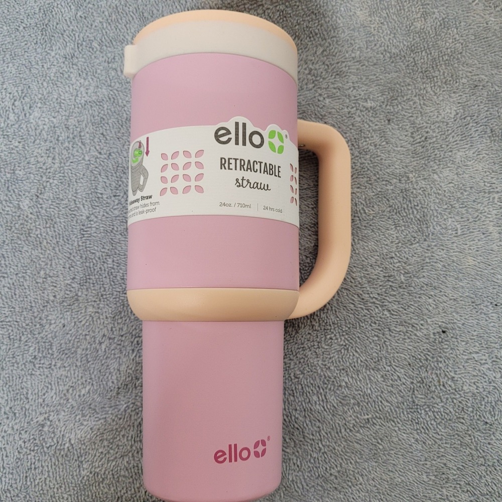 Ello Oasis 24oz Insulated Tumbler Sunrise Glow Pink Retractable‎ Straw